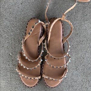 Studded Tan Leather Sandals
